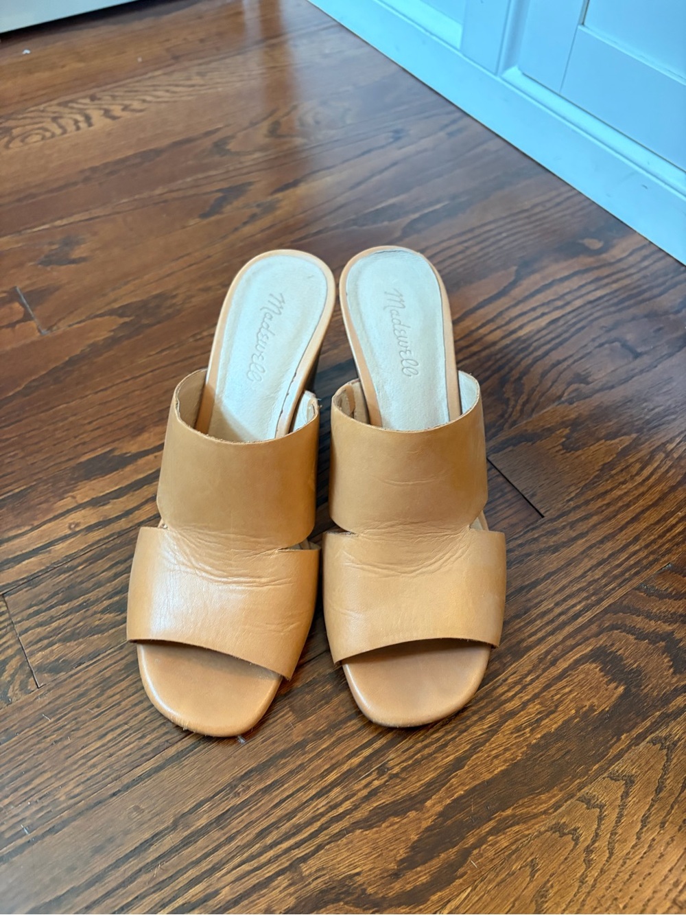 Madewell Camel/Tan Leather Double-Band Slide Mules
